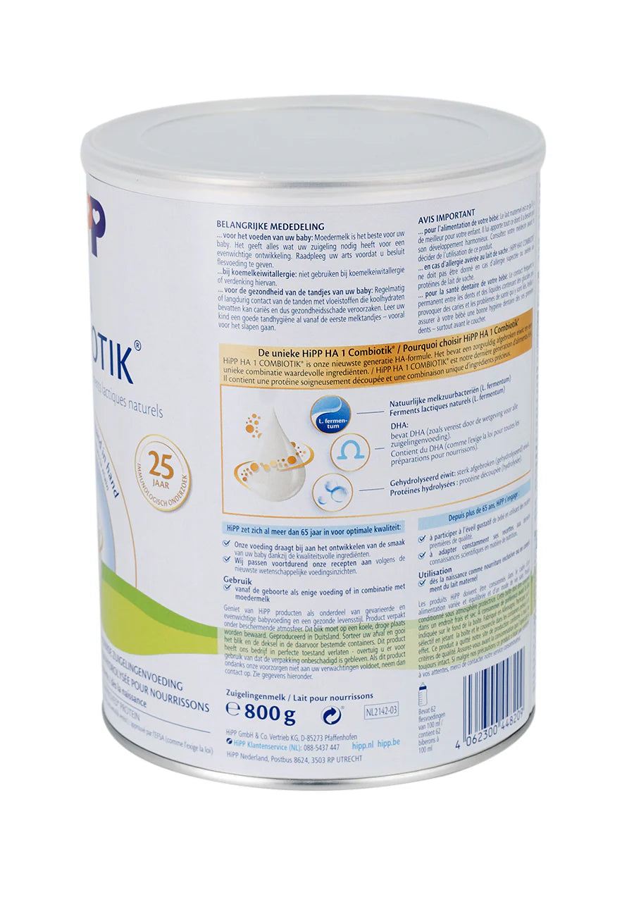 HiPP Dutch Hypoallergenic Combiotik Stage 1 Baby Formula | Organic Formula Hub