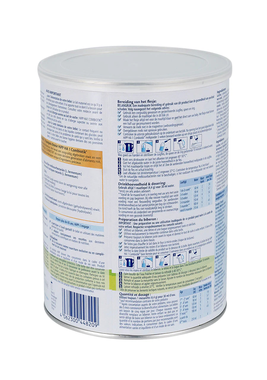 HiPP Dutch Hypoallergenic Combiotik Stage 1 Baby Formula | Organic Formula Hub