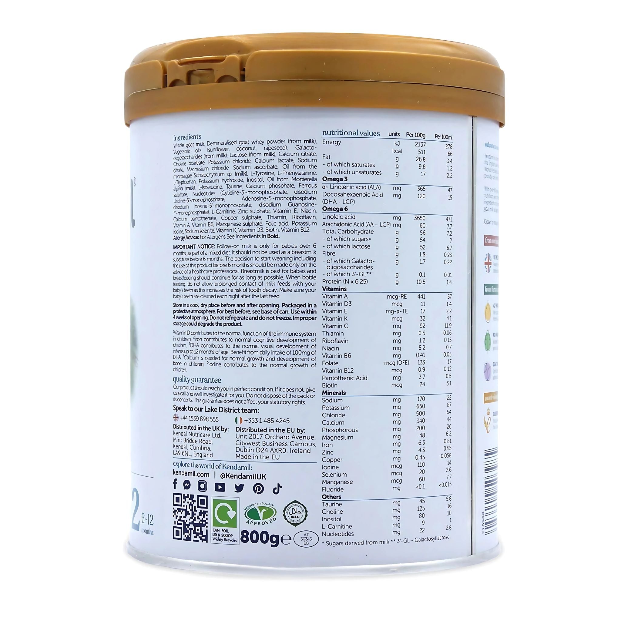 Kendamil EU Organic Goat follow-on milk Stage 2 | Organic Formula Hub