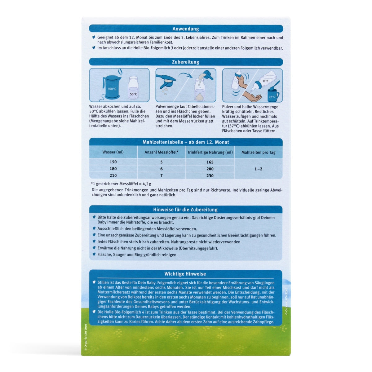 Holle pre deals formula mixing instructions