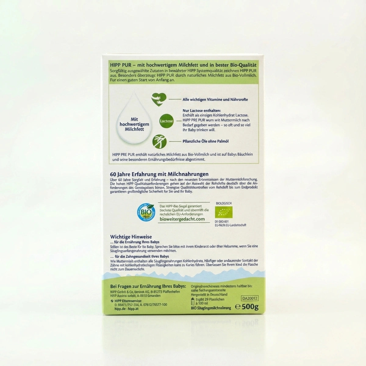 HiPP-PRE-PUR-Organic-Infant-Formula-Back-Packaging | Organic Formula Hub