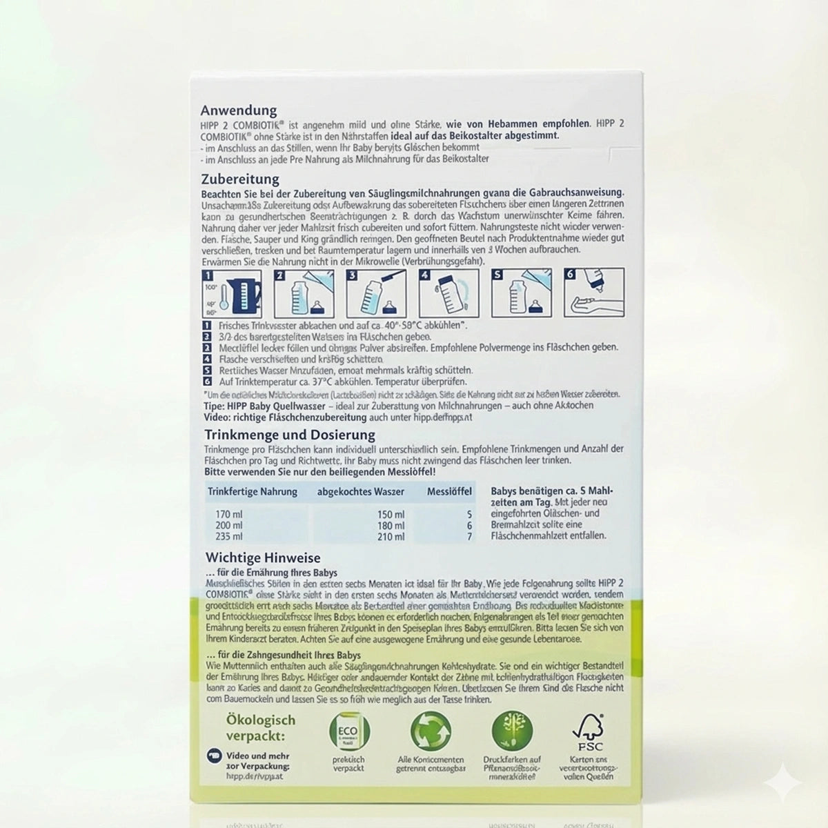 HiPP Organic Combiotik Baby Formula Stage 2 - No Starch preparation instructions | Organic Formula Hub