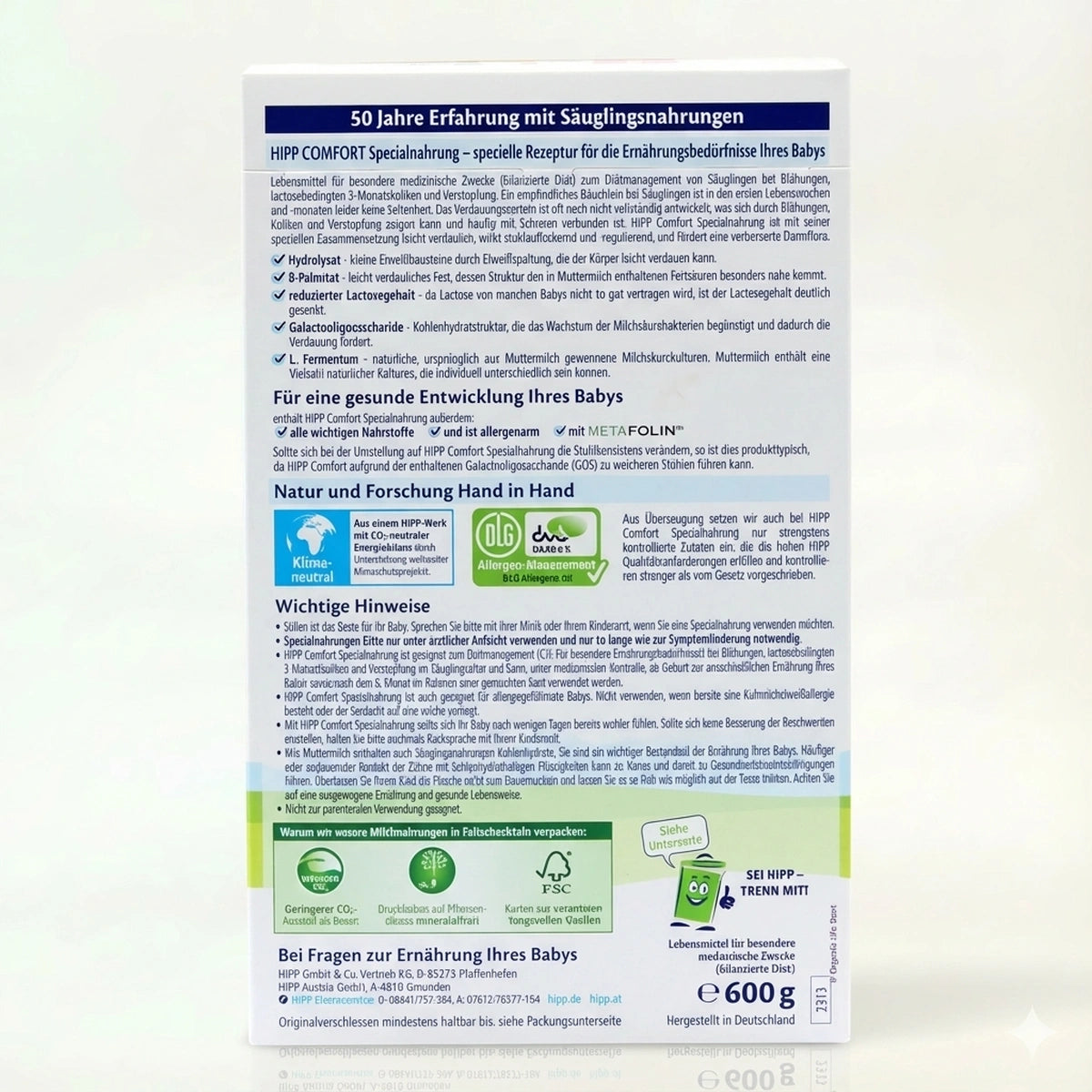 HiPP Comfort Formula preparation instructions | Organic Formula Hub