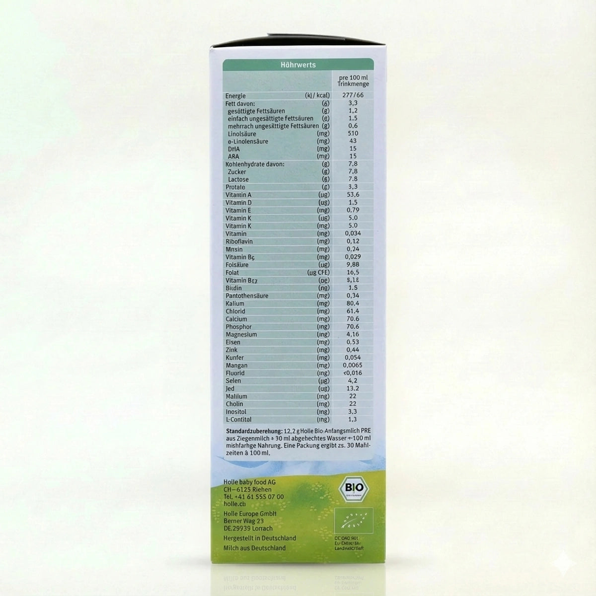 Holle Bio Organic Goat Baby Formula Stage PRE preparation instructions | Organic Formula Hub